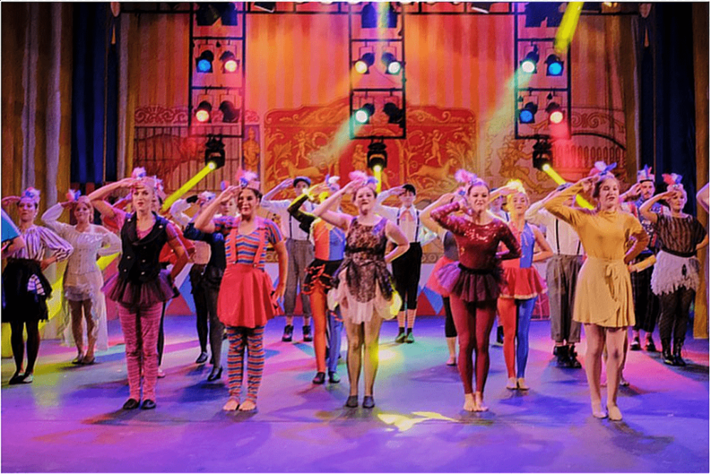 Barnum dancers on stage